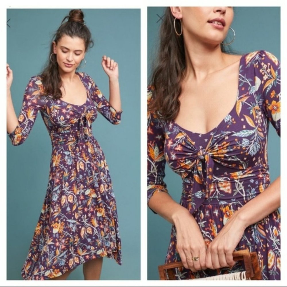 Anthropologie Maeve Dress Beloved Purple Floral Small